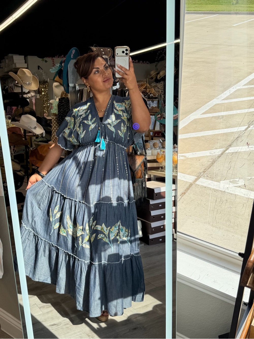 POL Blue Embroidered Tiered Maxi Dress - Picture 7 of 7
